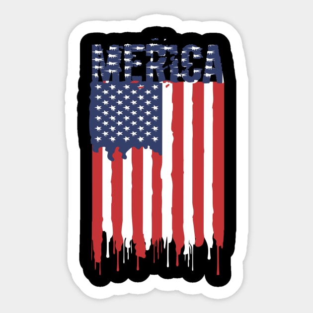 Independence Day usa   4 of July America flag Sticker by FouadBelbachir46